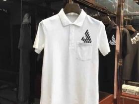 阿玛尼Armani 2018专柜最新版翻领定制螺纹修身立体裁剪短袖T恤