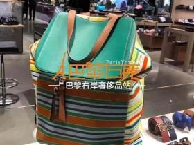 LOEWE/罗意威 18新款彩色薄荷条纹Goya backpack帆布双肩包