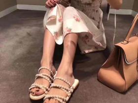 Chanel香奈儿18年新款 蜜儿珍珠平底拖鞋