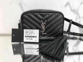 圣罗兰ysl Lou 黑色绗缝真皮饰钉腰包 540809