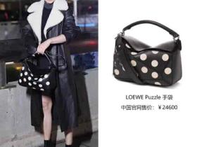 LOEWE/罗意威 梅婷同款2018ss最新圆波点Puzzle几何包