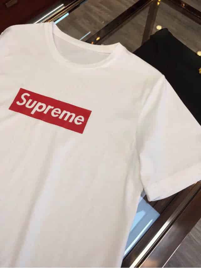 Supreme联名合作款 2018春夏定制原版顶级精梳棉短袖T恤