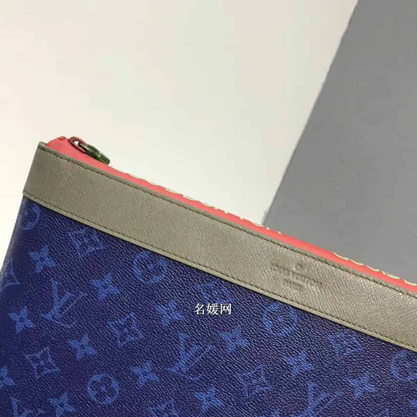 路易威登LV 18春夏新品蓝色涂层彩色金属Pochette Apollo手拿包M63047