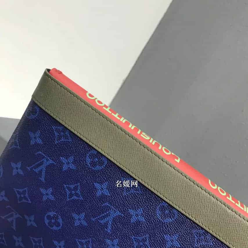 路易威登LV 18春夏新品蓝色涂层彩色金属Pochette Apollo手拿包M63047