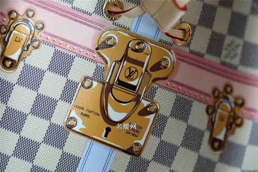 Louis Vuitton路易威登LV挂锁丝印图案 白格NeoNoe水桶包N41066