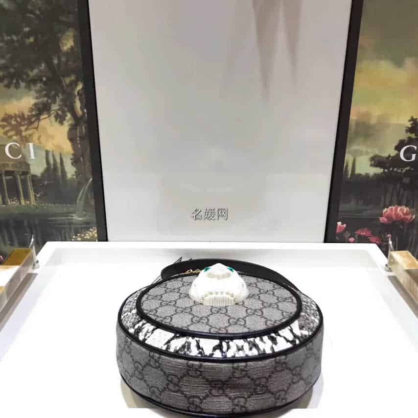 Gucci/古奇/古驰Patchwork猫咪蛇皮圆形包499823 96ICG 9747