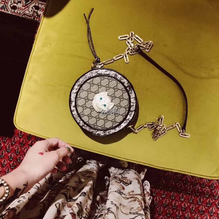 Gucci/古奇/古驰Patchwork猫咪蛇皮圆形包499823 96ICG 9747