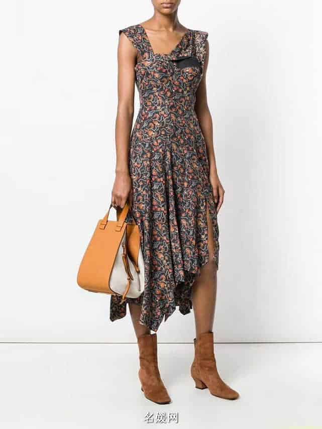 LOEWE罗意威 2018新款Hammock系列荔枝皮拼色手提包吊床包