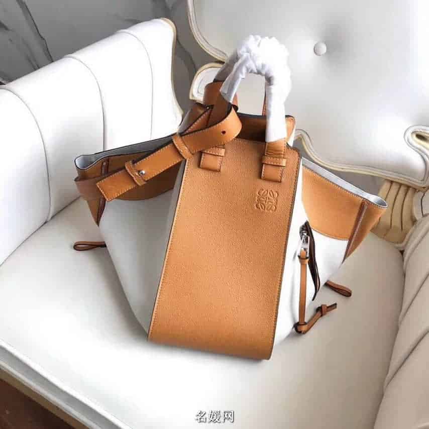 LOEWE罗意威 2018新款Hammock系列荔枝皮拼色手提包吊床包