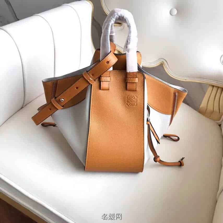 LOEWE罗意威 2018新款Hammock系列荔枝皮拼色手提包吊床包