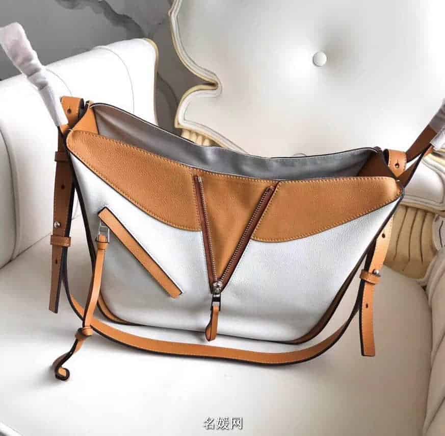 LOEWE罗意威 2018新款Hammock系列荔枝皮拼色手提包吊床包
