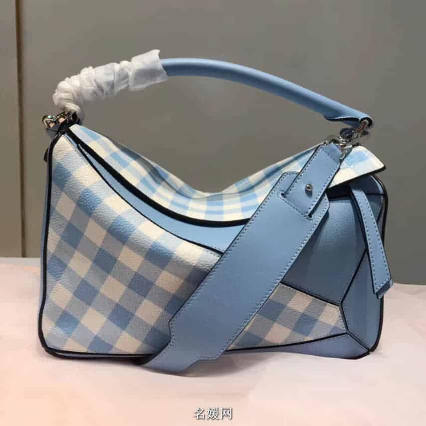 LOEWE罗意威 18新款Puzzle特别版 法式小格纹系列图案中号几何包 三色
