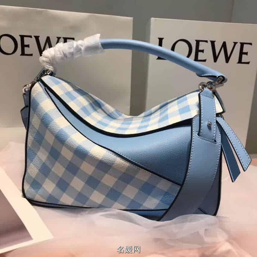 LOEWE罗意威 18新款Puzzle特别版 法式小格纹系列图案中号几何包 三色