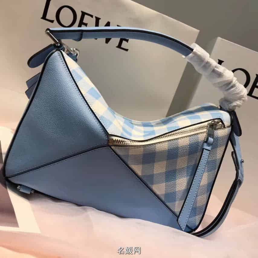 LOEWE罗意威 18新款Puzzle特别版 法式小格纹系列图案中号几何包 三色