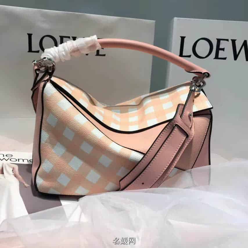 LOEWE罗意威 18新款Puzzle特别版 法式小格纹系列图案中号几何包 三色