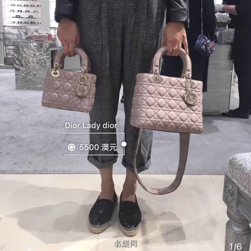 迪奥/DIOR 2018新款 Lady Dior mini 三格粒面小牛皮手提包 七色
