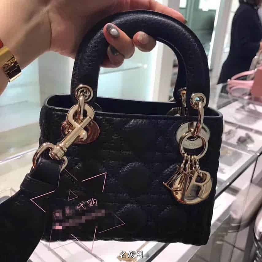 迪奥/DIOR 2018新款 Lady Dior mini 三格粒面小牛皮手提包 七色
