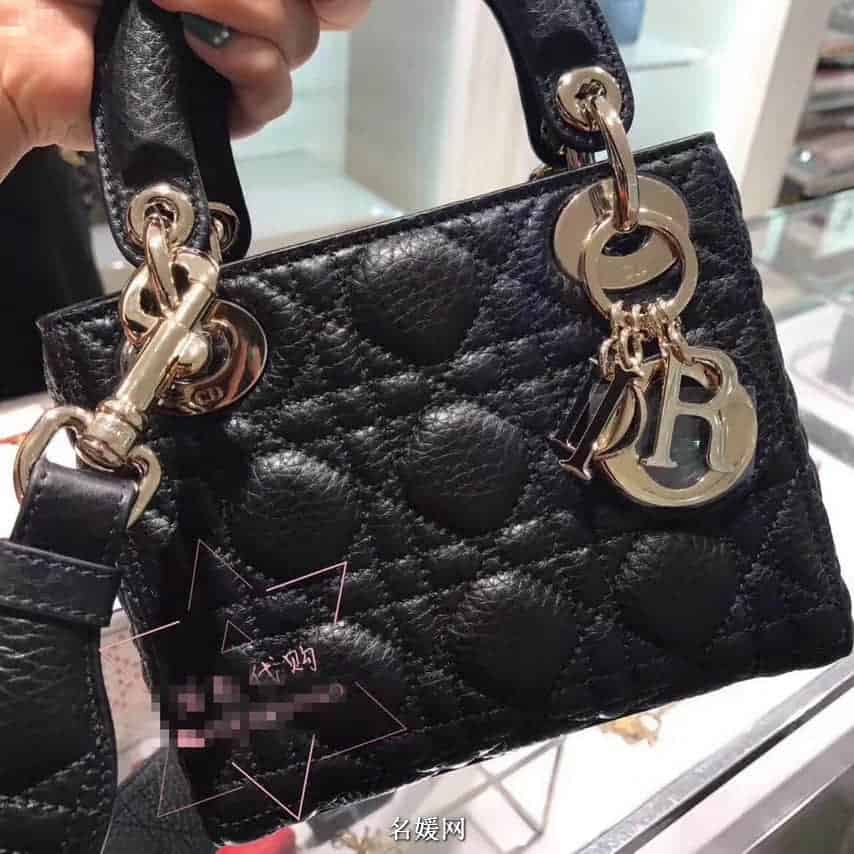 迪奥/DIOR 2018新款 Lady Dior mini 三格粒面小牛皮手提包 七色