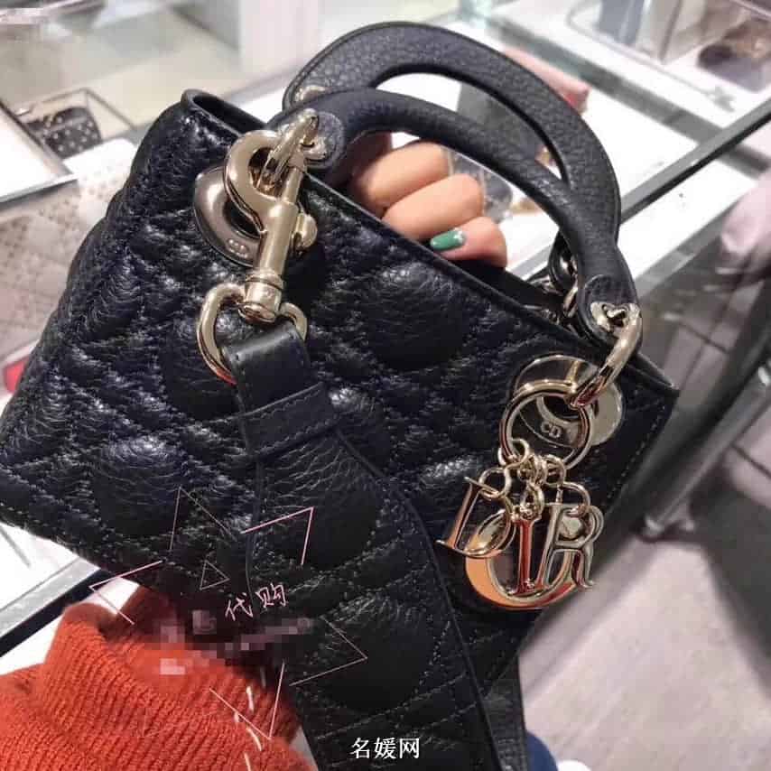 迪奥/DIOR 2018新款 Lady Dior mini 三格粒面小牛皮手提包 七色