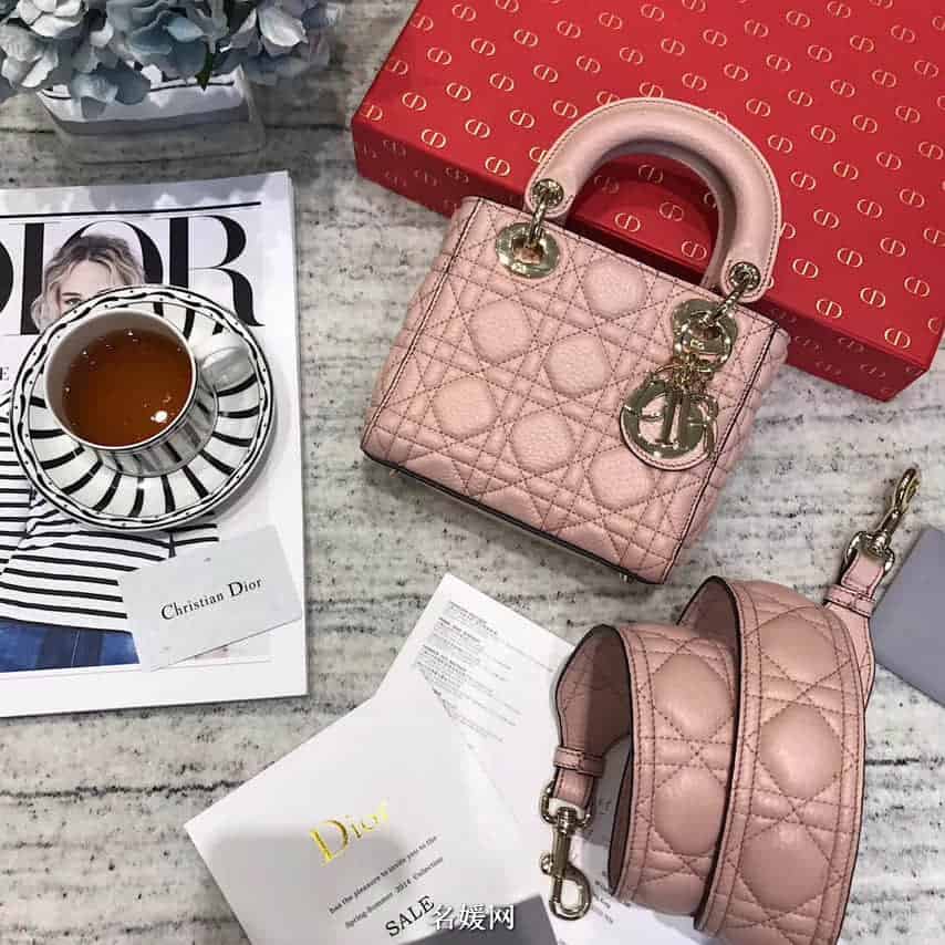 迪奥/DIOR 2018新款 Lady Dior mini 三格粒面小牛皮手提包 七色