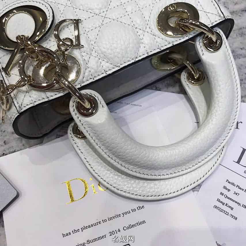 迪奥/DIOR 2018新款 Lady Dior mini 三格粒面小牛皮手提包 七色