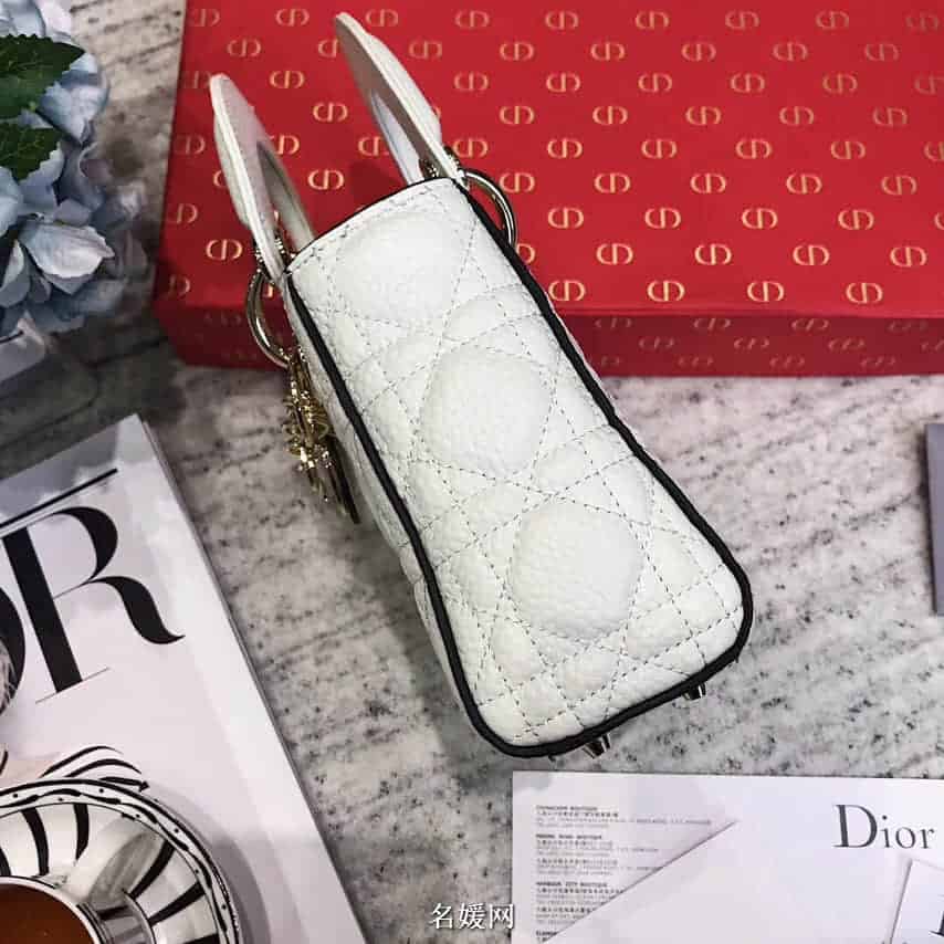 迪奥/DIOR 2018新款 Lady Dior mini 三格粒面小牛皮手提包 七色