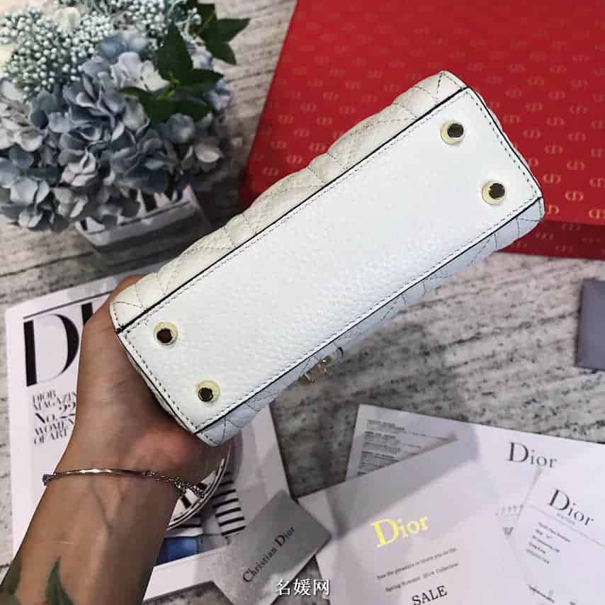 迪奥/DIOR 2018新款 Lady Dior mini 三格粒面小牛皮手提包 七色