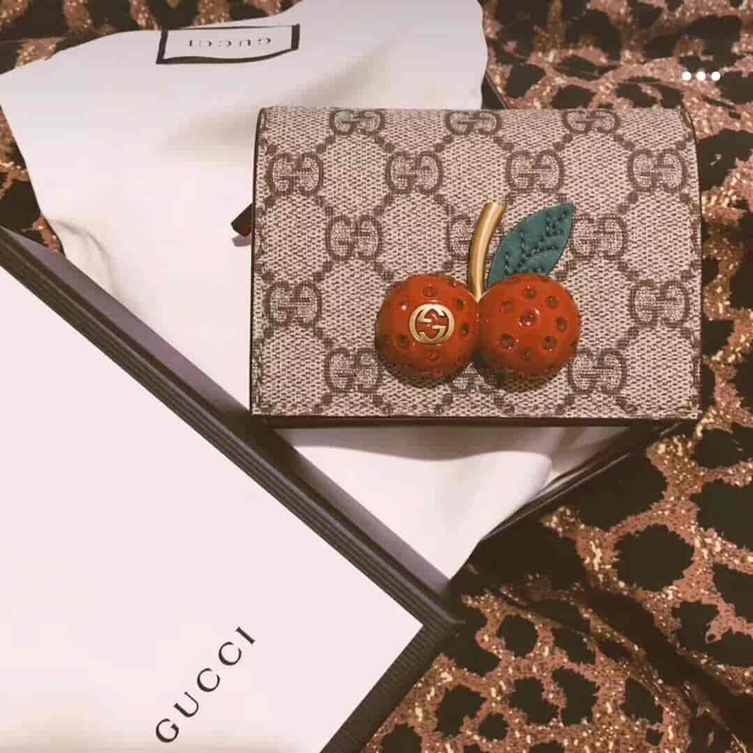 Gucci/古奇 18新款日本限量 樱桃小钱夹卡包 476050