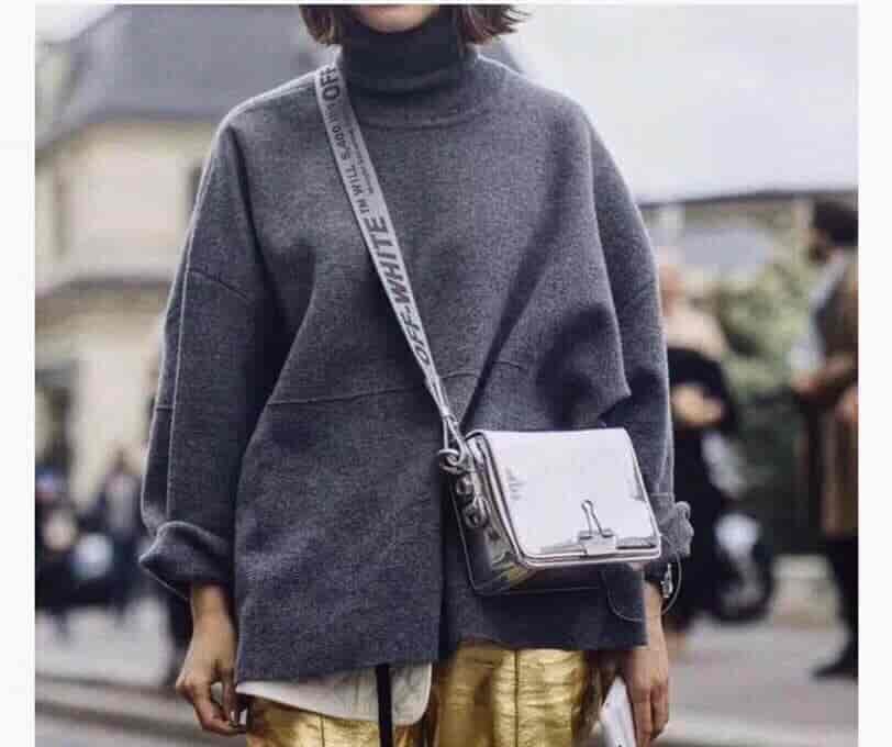 Off-White 18新款 Lognd印字肩带 镜子银斜挎包 5512 5509