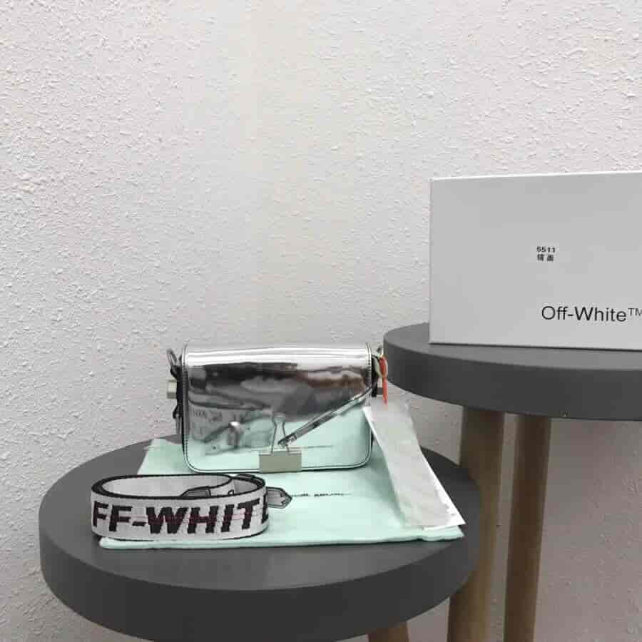 Off-White 18新款 Lognd印字肩带 镜子银斜挎包 5512 5509