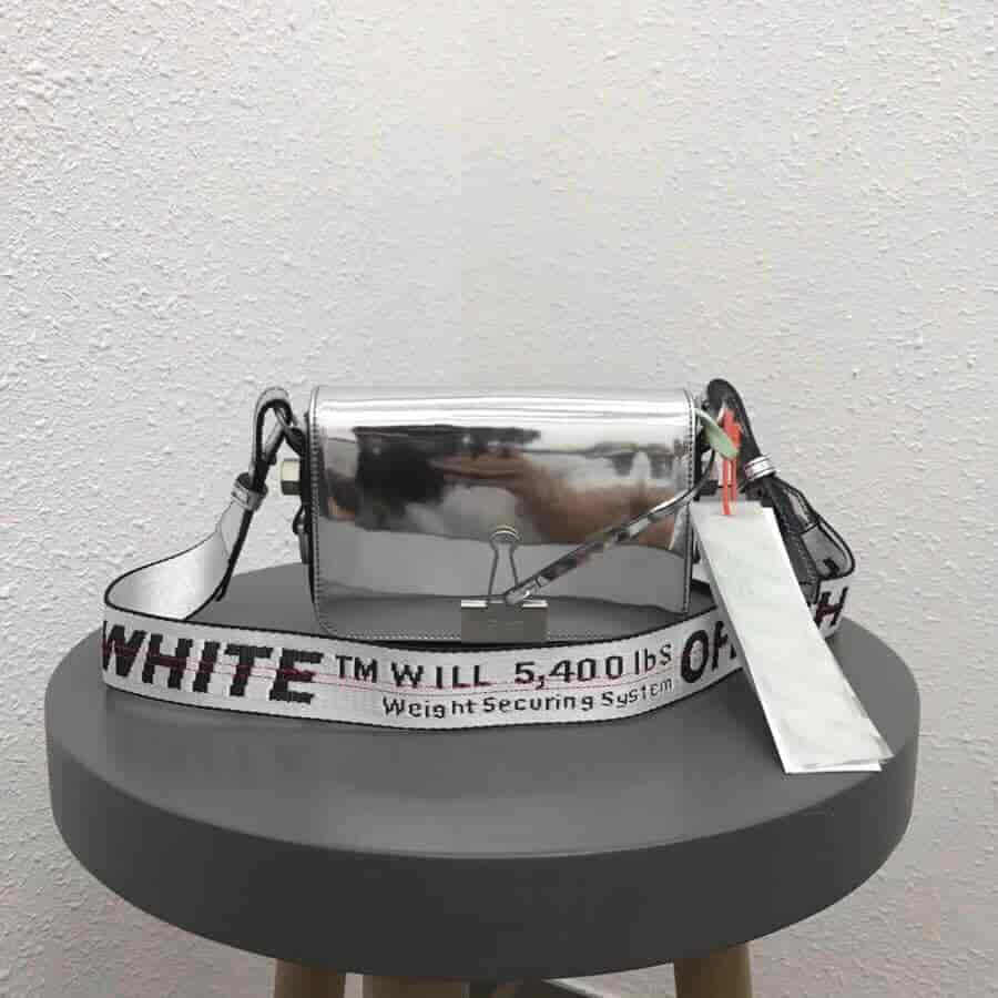 Off-White 18新款 Lognd印字肩带 镜子银斜挎包 5512 5509