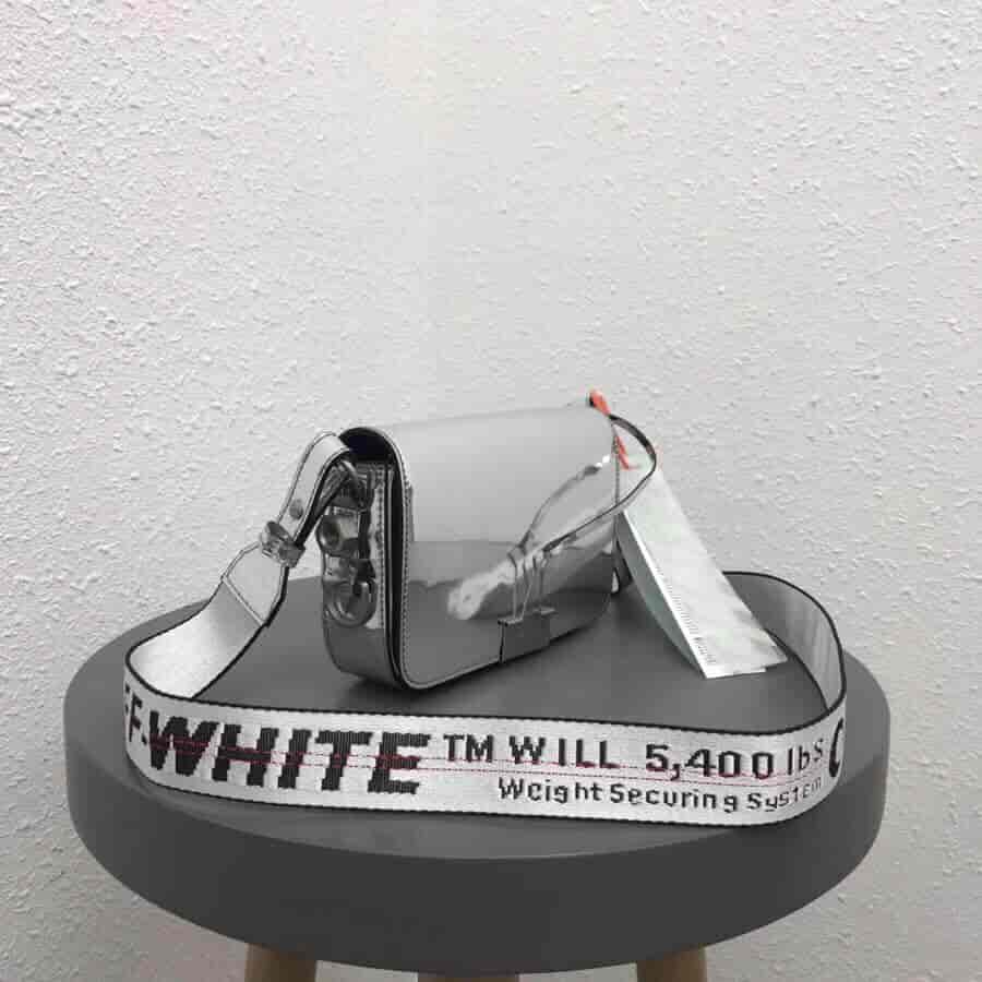 Off-White 18新款 Lognd印字肩带 镜子银斜挎包 5512 5509