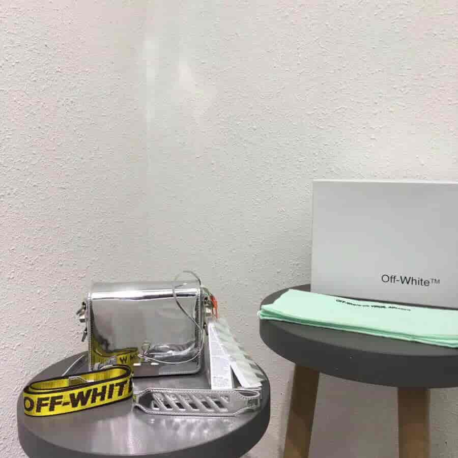Off-White 18新款 Lognd印字肩带 镜子银斜挎包 5512 5509