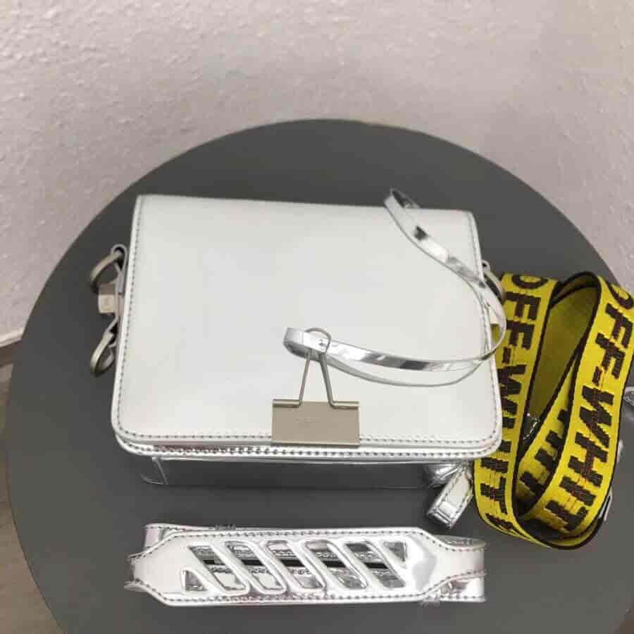 Off-White 18新款 Lognd印字肩带 镜子银斜挎包 5512 5509