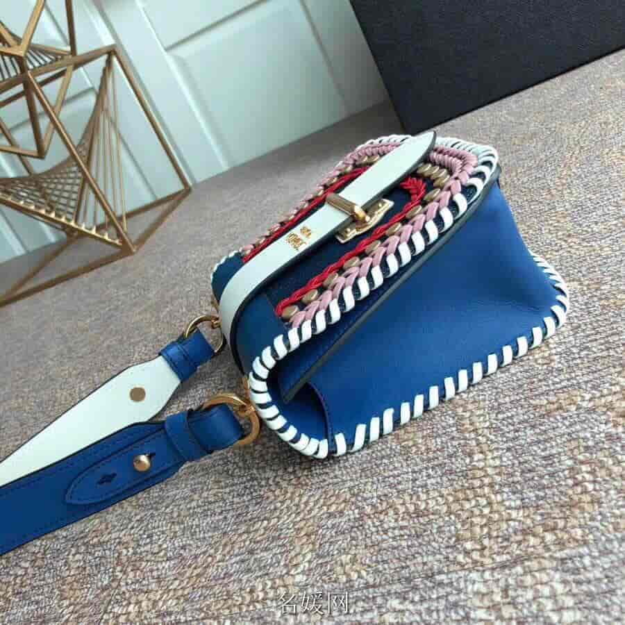 PRADA/普拉达 Pionnière小牛皮拼牛仔布手袋 1BD074