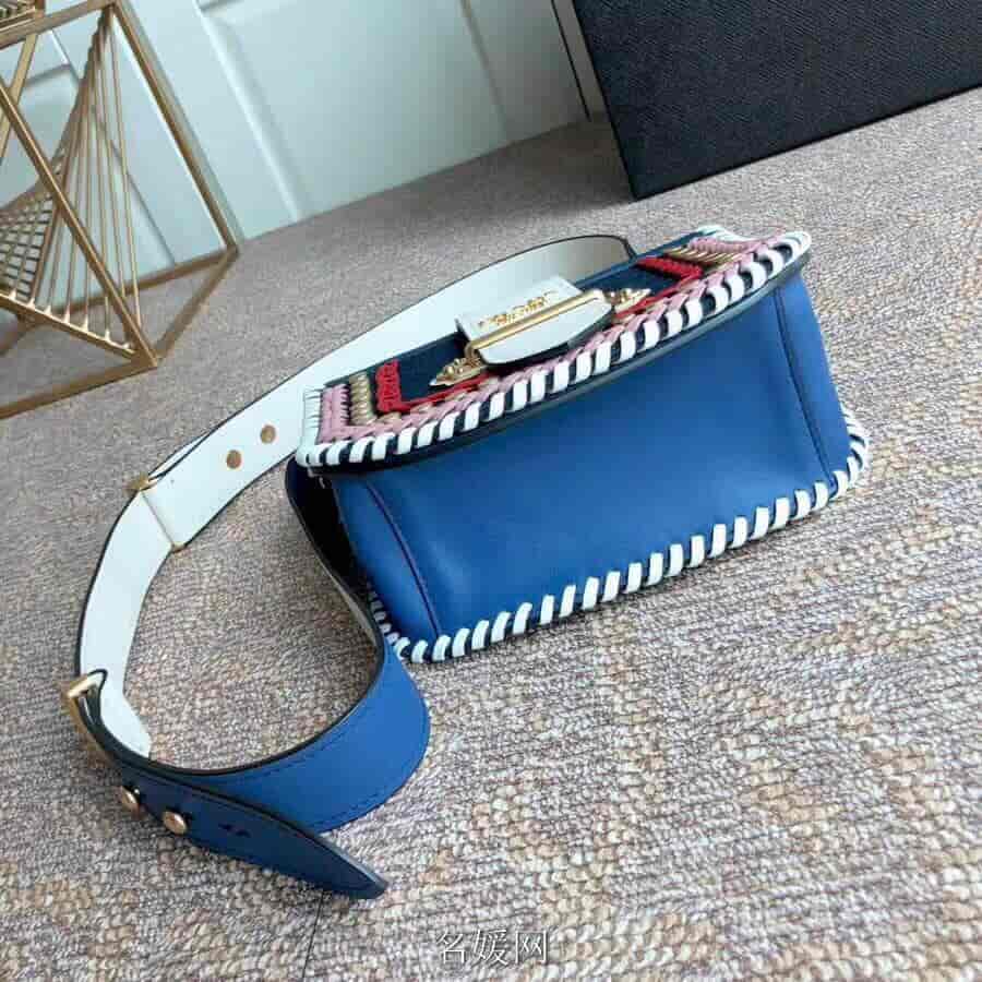 PRADA/普拉达 Pionnière小牛皮拼牛仔布手袋 1BD074