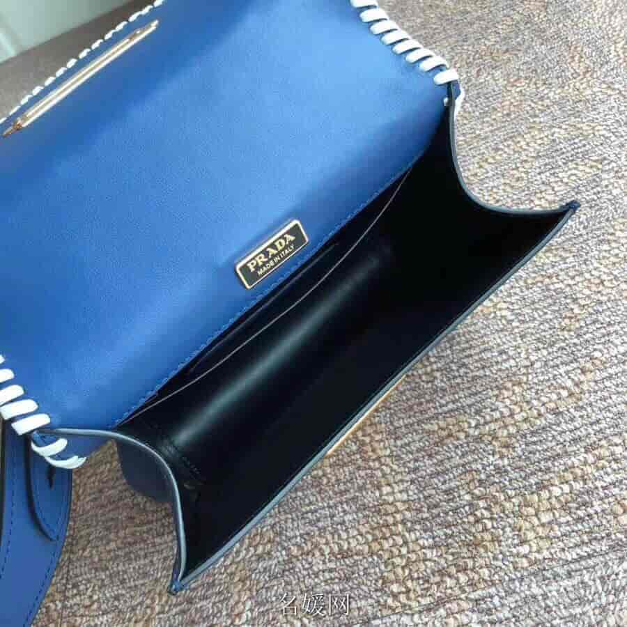 PRADA/普拉达 Pionnière小牛皮拼牛仔布手袋 1BD074