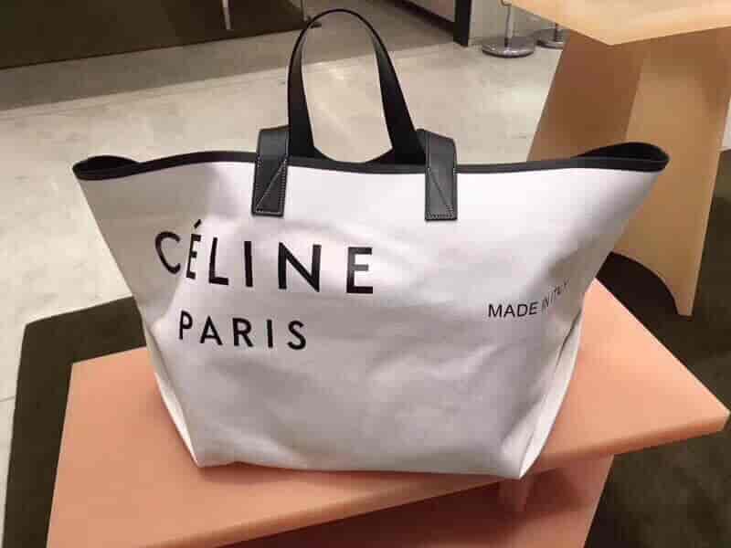 Celine/赛琳 18新款 印花logo帆布沙滩包购物袋