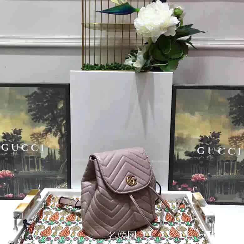 Gucci/古奇 18新款 GG Marmont系列绗缝背包双肩包 528129