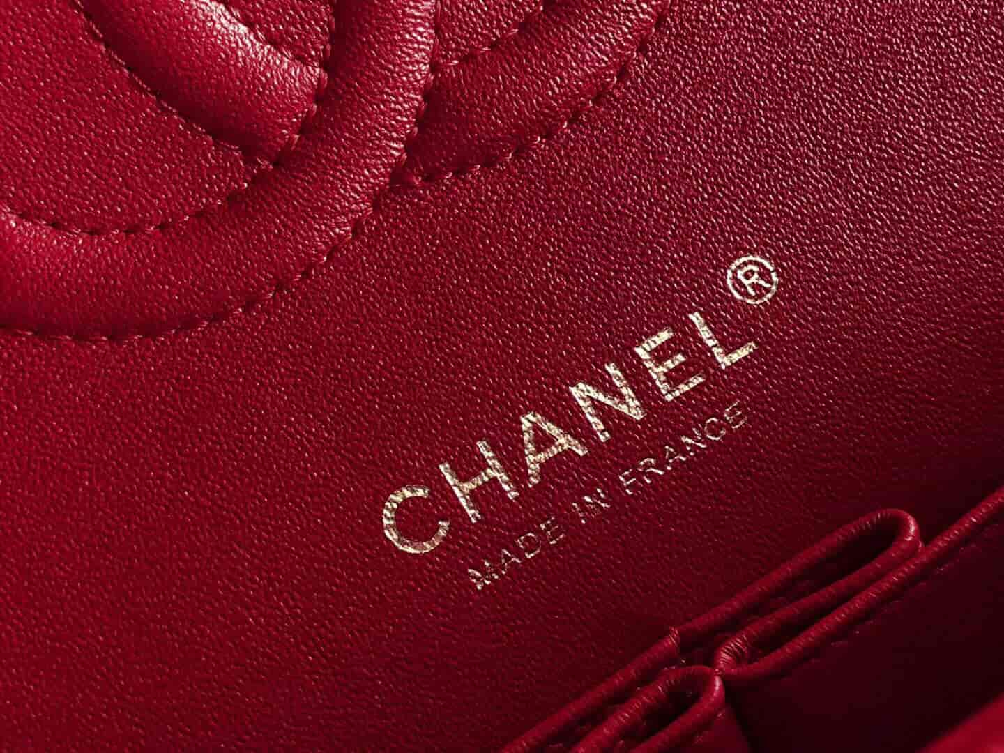Chanel/香奈儿 18新款Classic Flap1112斜V羊皮红色coco女包