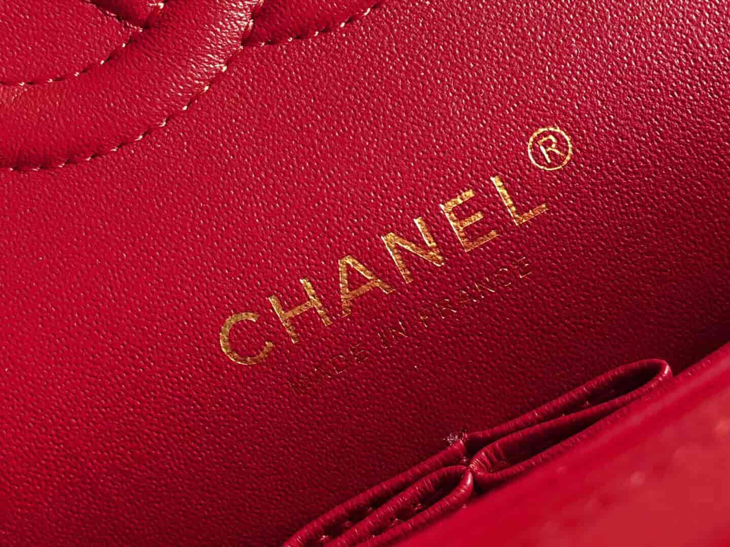 Chanel/香奈儿 18新款Classic Flap1112斜V羊皮红色coco女包