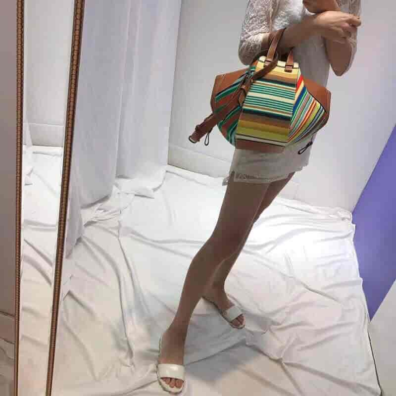 LOEWE/罗意威 18新款彩布条纹Hammock small bag吊床包