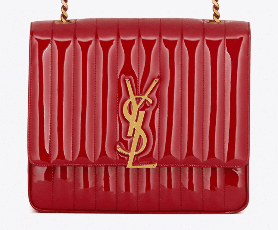 YSL/圣罗兰 18ss新款 Vicky 大号艳红色漆皮包 532595