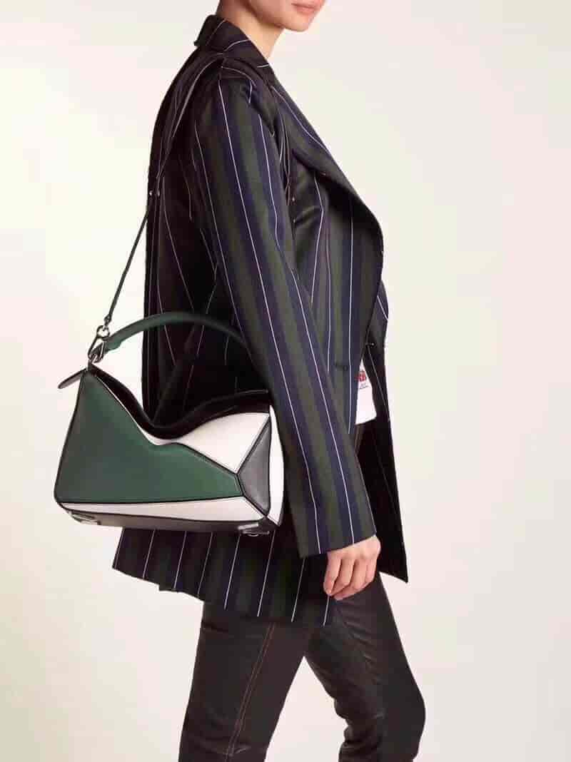 LOEWE/罗意威 Puzzle Bag Forest Green/White/Black