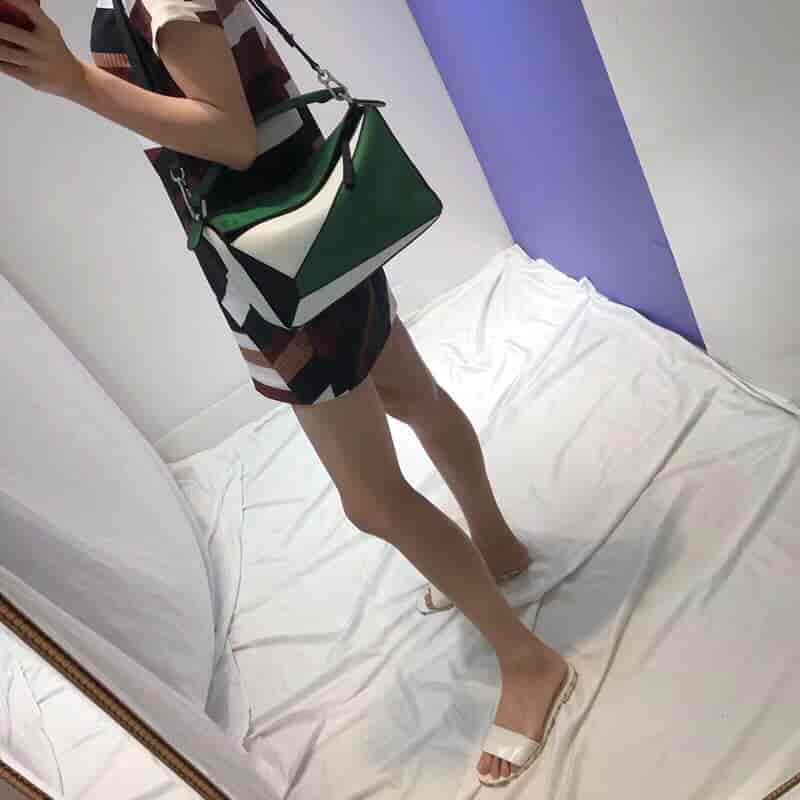 LOEWE/罗意威 Puzzle Bag Forest Green/White/Black