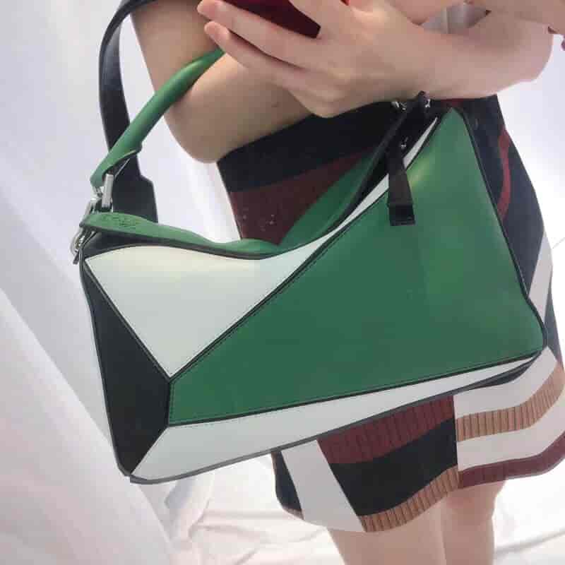 LOEWE/罗意威 Puzzle Bag Forest Green/White/Black