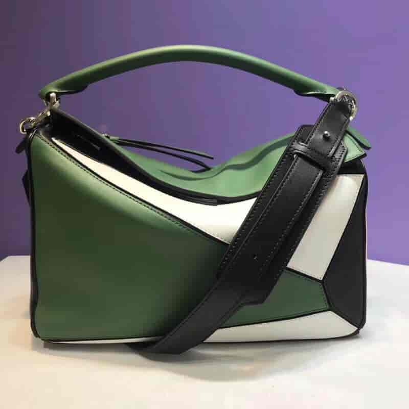 LOEWE/罗意威 Puzzle Bag Forest Green/White/Black
