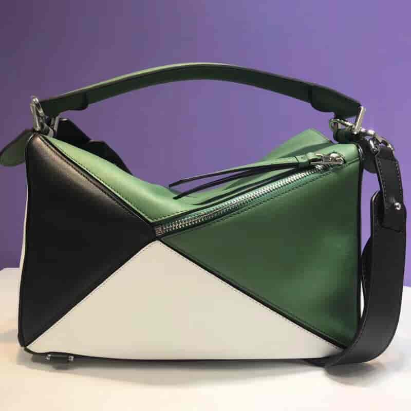 LOEWE/罗意威 Puzzle Bag Forest Green/White/Black