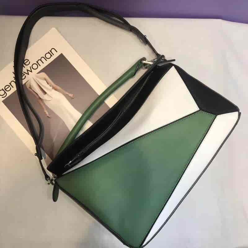 LOEWE/罗意威 Puzzle Bag Forest Green/White/Black