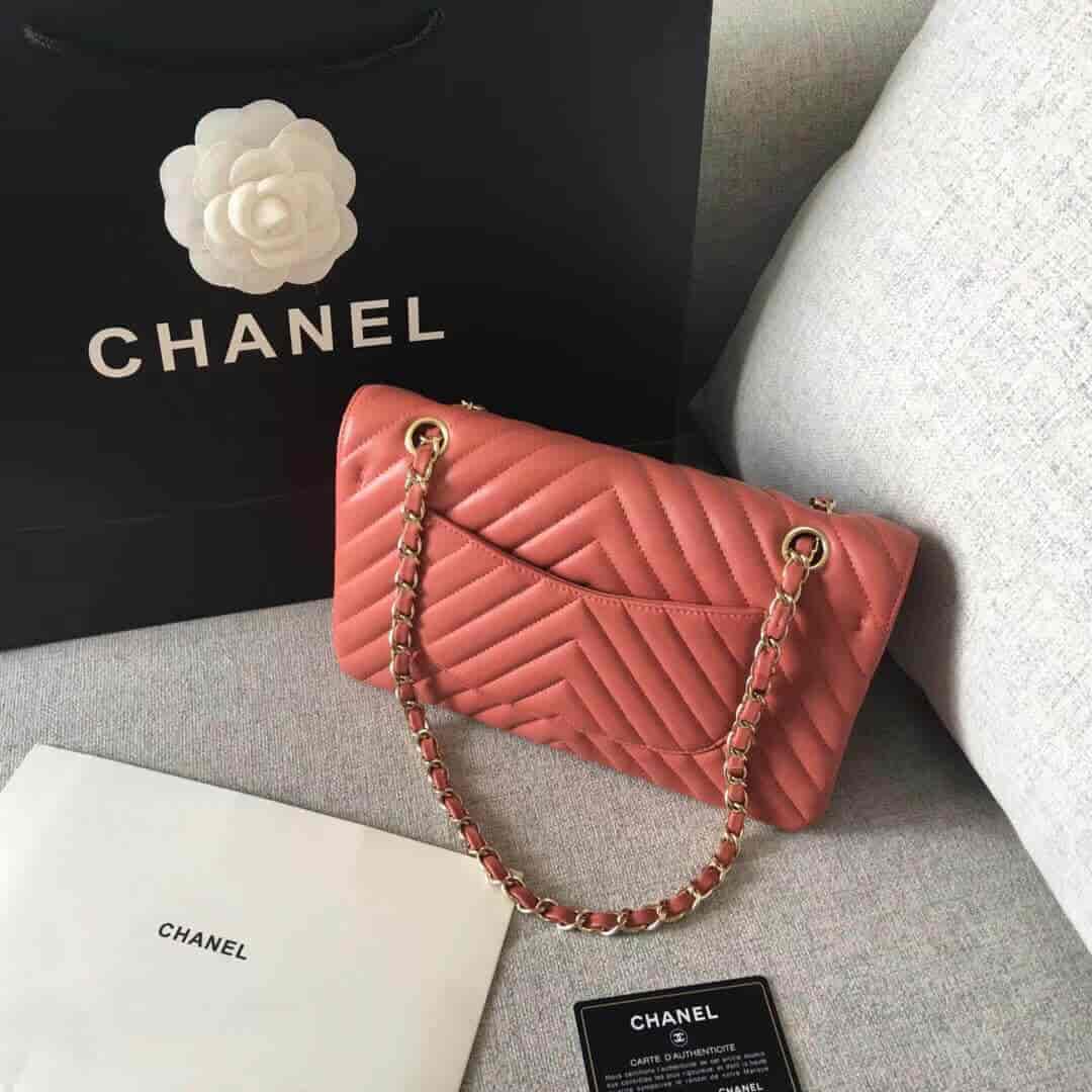 Chanel/香奈儿 经典款cf v纹原厂羊皮25CM中号链条单肩斜挎包